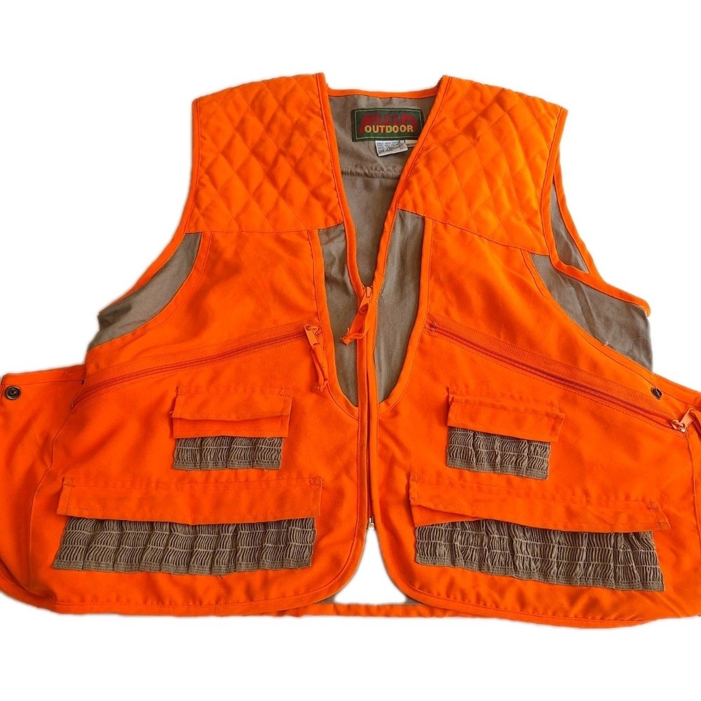 Avid Outdoor Hunting Vest Medium Neon Orange Deer Sportsman Gear Vintage